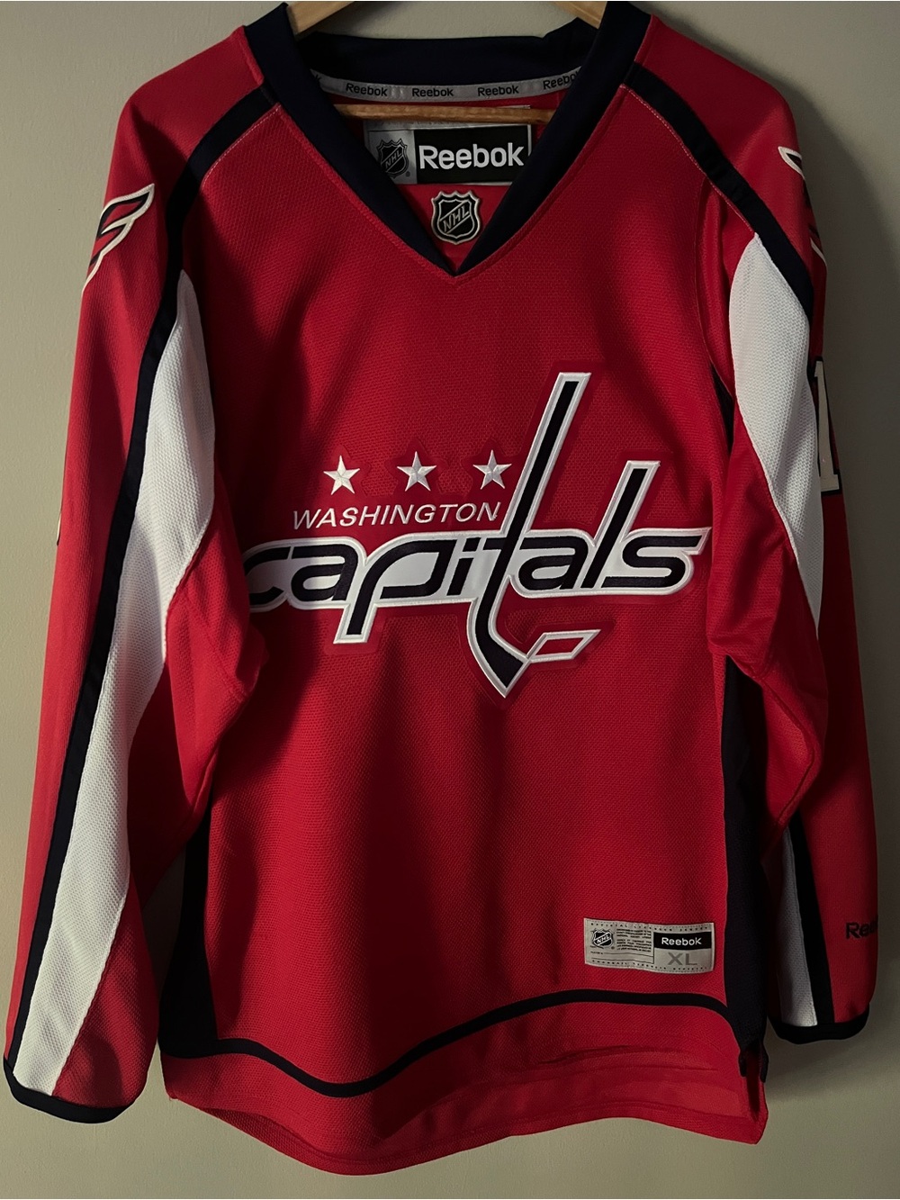 Reebok Red Washington Capitals Hockey Jersey with Navy Trim